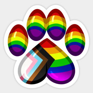 LGBTQ+ Pride Heart Paws - Progress Flag Sticker